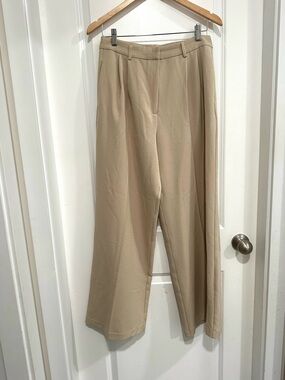 Black Tape Wide-Leg High-Rise Trousers - Light Beige Women’s Medium
